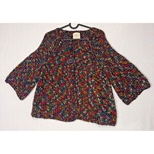 Relativity Womens Open Knit Crochet Cardigan Lg Boho Festival Cottagecore Indie